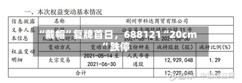 “戴帽”复牌首日，688121“20cm”跌停-第2张图片