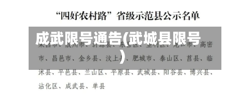 成武限号通告(武城县限号)-第2张图片
