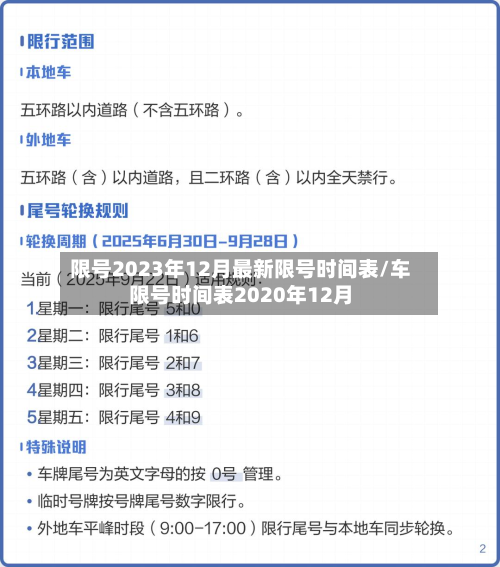 限号2023年12月最新限号时间表/车限号时间表2020年12月
