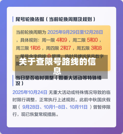 关于查限号路线的信息-第3张图片