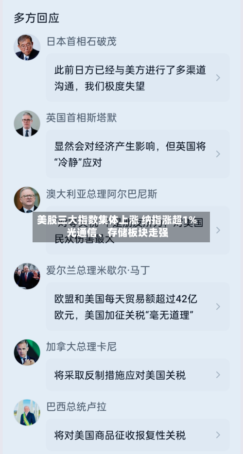 美股三大指数集体上涨 纳指涨超1% 光通信、存储板块走强-第3张图片