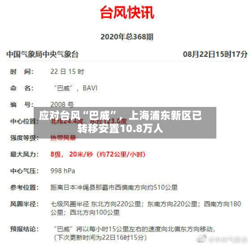 应对台风“巴威”，上海浦东新区已转移安置10.8万人-第3张图片