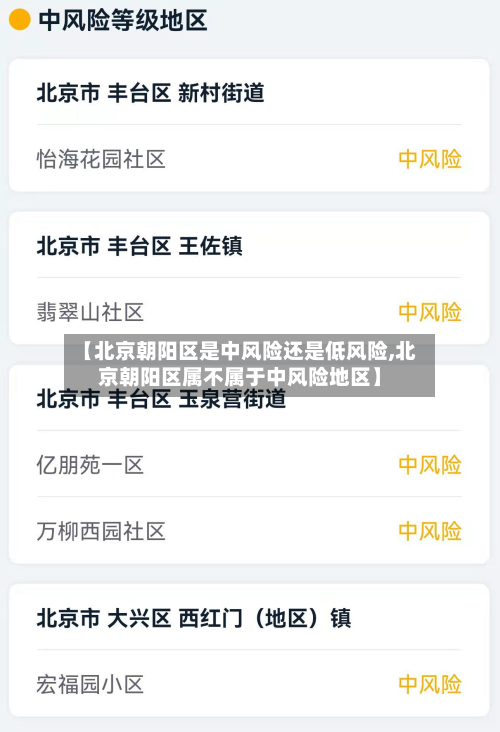 【北京朝阳区是中风险还是低风险,北京朝阳区属不属于中风险地区】