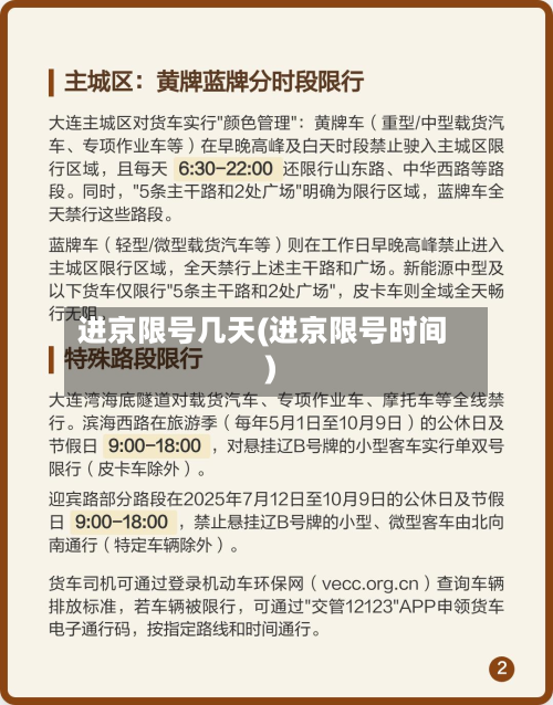 进京限号几天(进京限号时间)