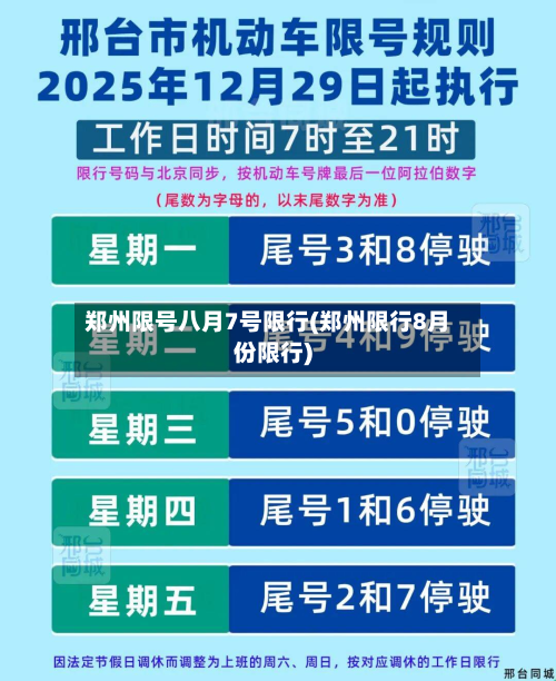 郑州限号八月7号限行(郑州限行8月份限行)-第2张图片