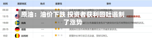 原油：油价下跌 投资者获利回吐遏制了涨势-第3张图片