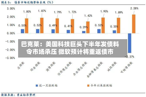 巴克莱：美国科技巨头下半年发债料令市场承压 微软预计将重返债市