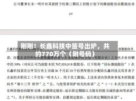 刚刚！长鑫科技中签号出炉	，共约770万个（附号码）-第2张图片