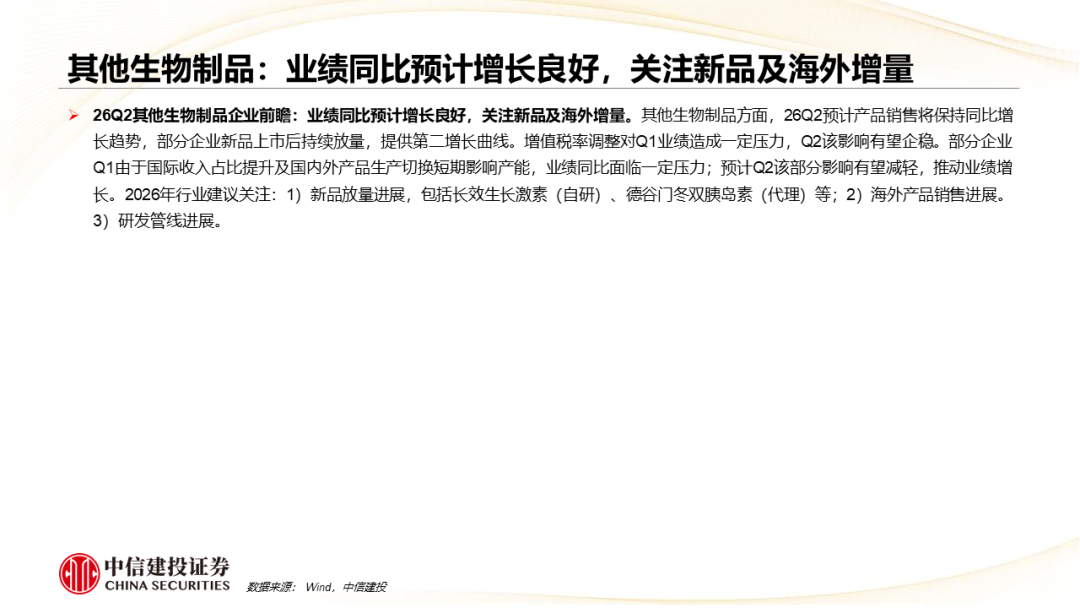 中信建投：中药	、生物制品及医药商业板块2026Q2前瞻